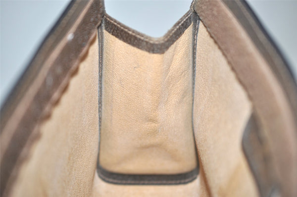 Authentic GUCCI Web Sherry Line Clutch Hand Bag Purse GG PVC Leather Brown 8169I