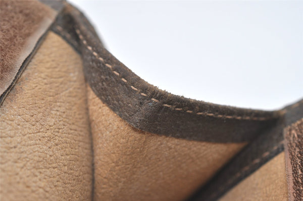 Authentic GUCCI Web Sherry Line Clutch Hand Bag Purse GG PVC Leather Brown 8169I