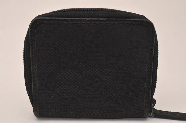 Authentic GUCCI Vintage Coin Purse Case GG Canvas Leather 115255 Black 8169J