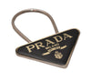 Authentic PRADA Vintage Metal Logo Key Ring Charm Black 8171I