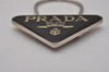 Authentic PRADA Vintage Metal Logo Key Ring Charm Black 8171I