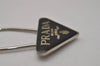 Authentic PRADA Vintage Metal Logo Key Ring Charm Black 8171I