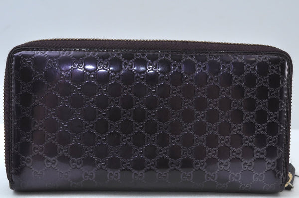 Authentic GUCCI Micro Guccissima GG Enamel Long Wallet 307997 Purple Junk 8172I