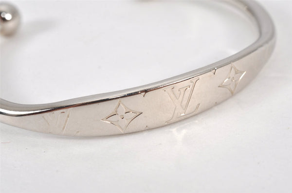 Auth Louis Vuitton Jonk Monogram Bracelet Bangle Silver Tone M64839 LV 8172K