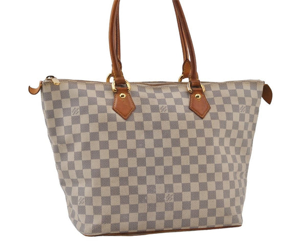 Authentic Louis Vuitton Damier Azur Saleya MM Shoulder Tote Bag N51185 LV 8174I