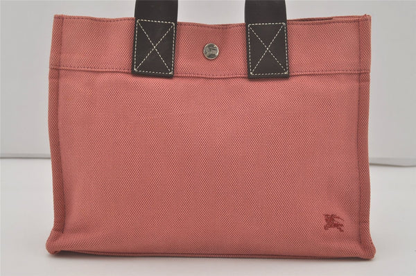 Authentic BURBERRY BLUE LABEL Hand Tote Bag Canvas Leather Pink 8175I