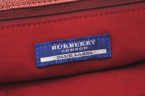 Authentic BURBERRY BLUE LABEL Hand Tote Bag Canvas Leather Pink 8175I