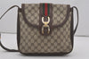 Authentic GUCCI Web Sherry Line Shoulder Bag Purse GG PVC Leather Brown 8176I