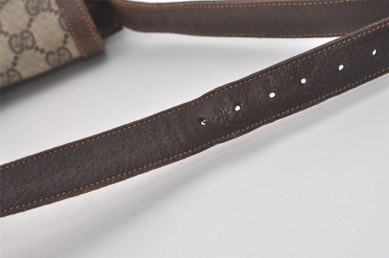 Authentic GUCCI Web Sherry Line Shoulder Bag Purse GG PVC Leather Brown 8176I