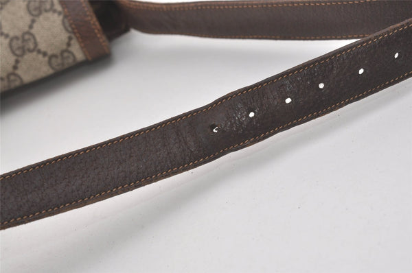 Authentic GUCCI Web Sherry Line Shoulder Bag Purse GG PVC Leather Brown 8176I