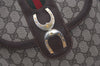 Authentic GUCCI Web Sherry Line Shoulder Bag Purse GG PVC Leather Brown 8176I