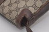 Authentic GUCCI Web Sherry Line Shoulder Bag Purse GG PVC Leather Brown 8176I