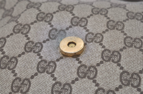 Authentic GUCCI Web Sherry Line Shoulder Bag Purse GG PVC Leather Brown 8176I