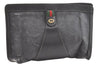 Authentic GUCCI Web Sherry Line Clutch Hand Bag PVC Leather Black Junk 8176J