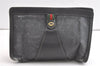 Authentic GUCCI Web Sherry Line Clutch Hand Bag PVC Leather Black Junk 8176J
