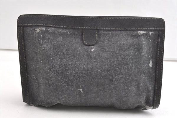 Authentic GUCCI Web Sherry Line Clutch Hand Bag PVC Leather Black Junk 8176J