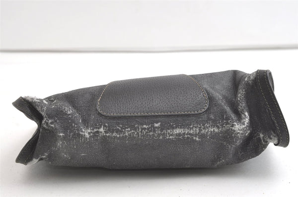 Authentic GUCCI Web Sherry Line Clutch Hand Bag PVC Leather Black Junk 8176J