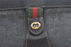 Authentic GUCCI Web Sherry Line Clutch Hand Bag PVC Leather Black Junk 8176J