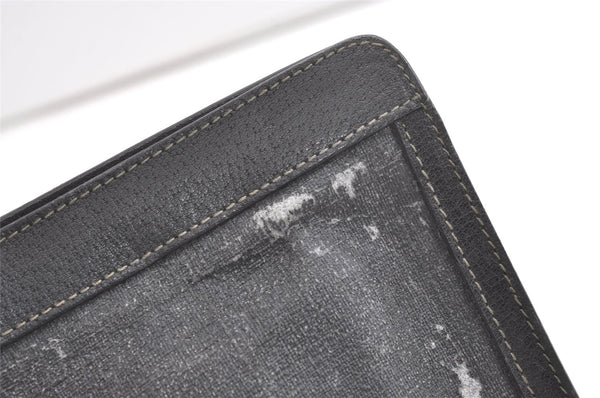 Authentic GUCCI Web Sherry Line Clutch Hand Bag PVC Leather Black Junk 8176J