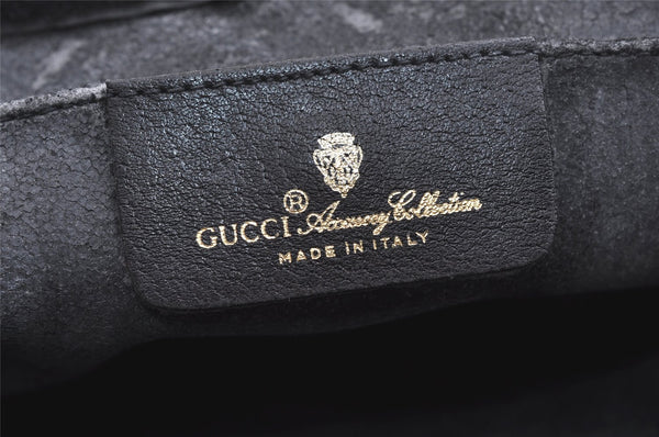 Authentic GUCCI Web Sherry Line Clutch Hand Bag PVC Leather Black Junk 8176J