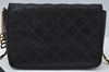 Authentic BALENCIAGA Chain Shoulder Cross Body Bag Purce Leather Black 8177I