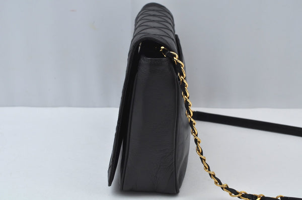 Authentic BALENCIAGA Chain Shoulder Cross Body Bag Purce Leather Black 8177I