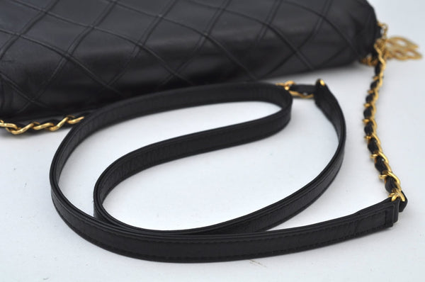 Authentic BALENCIAGA Chain Shoulder Cross Body Bag Purce Leather Black 8177I