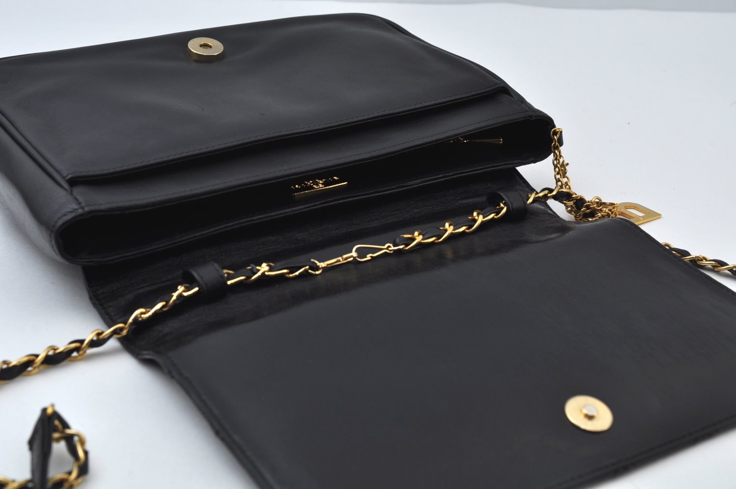 Authentic BALENCIAGA Chain Shoulder Cross Body Bag Purce Leather Black 8177I
