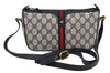 Authentic GUCCI Sherry Line Shoulder Cross Bag GG PVC Leather Navy Blue 8178J