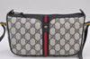 Authentic GUCCI Sherry Line Shoulder Cross Bag GG PVC Leather Navy Blue 8178J