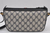 Authentic GUCCI Sherry Line Shoulder Cross Bag GG PVC Leather Navy Blue 8178J