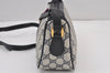 Authentic GUCCI Sherry Line Shoulder Cross Bag GG PVC Leather Navy Blue 8178J