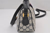 Authentic GUCCI Sherry Line Shoulder Cross Bag GG PVC Leather Navy Blue 8178J