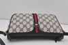 Authentic GUCCI Sherry Line Shoulder Cross Bag GG PVC Leather Navy Blue 8178J