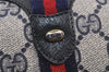 Authentic GUCCI Sherry Line Shoulder Cross Bag GG PVC Leather Navy Blue 8178J