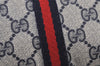 Authentic GUCCI Sherry Line Shoulder Cross Bag GG PVC Leather Navy Blue 8178J