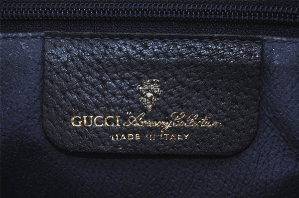 Authentic GUCCI Sherry Line Shoulder Cross Bag GG PVC Leather Navy Blue 8178J