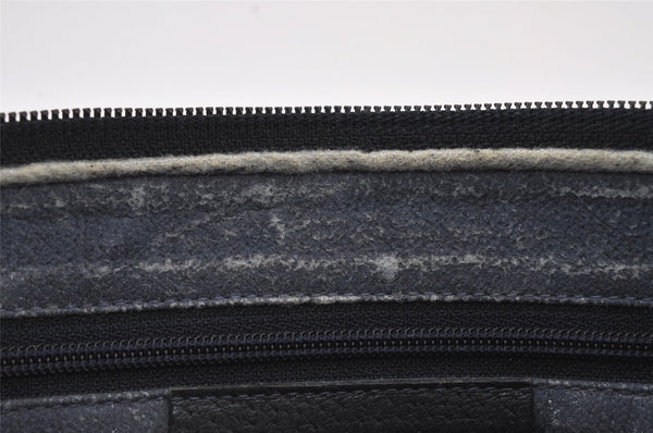 Authentic GUCCI Sherry Line Shoulder Cross Bag GG PVC Leather Navy Blue 8178J