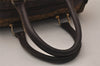 Authentic CELINE C Macadam Carriage Hand Boston Bag Canvas Leather Brown 8181J