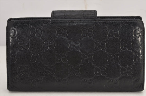 Authentic GUCCI Guccissima GG Leather Long Wallet Purse 181668 Black 8186J