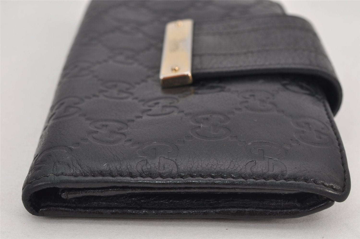 Authentic GUCCI Guccissima GG Leather Long Wallet Purse 181668 Black 8186J