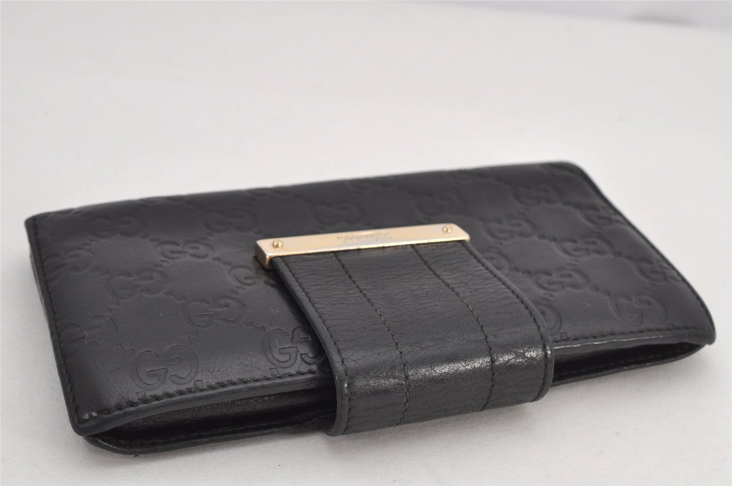 Authentic GUCCI Guccissima GG Leather Long Wallet Purse 181668 Black 8186J