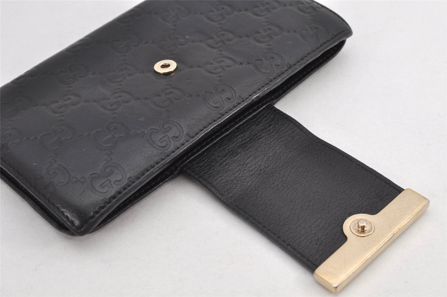 Authentic GUCCI Guccissima GG Leather Long Wallet Purse 181668 Black 8186J