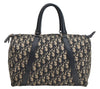 Authentic Christian Dior Trotter Hand Boston Bag Purse Canvas Leather Blue 8191I