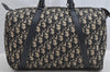 Authentic Christian Dior Trotter Hand Boston Bag Purse Canvas Leather Blue 8191I