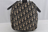 Authentic Christian Dior Trotter Hand Boston Bag Purse Canvas Leather Blue 8191I