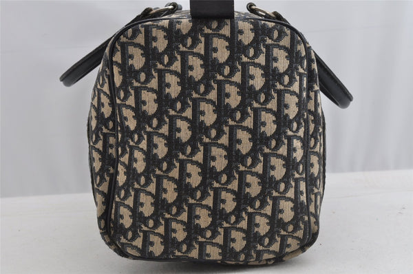 Authentic Christian Dior Trotter Hand Boston Bag Purse Canvas Leather Blue 8191I