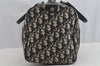 Authentic Christian Dior Trotter Hand Boston Bag Purse Canvas Leather Blue 8191I
