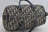 Authentic Christian Dior Trotter Hand Boston Bag Purse Canvas Leather Blue 8191I