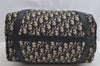 Authentic Christian Dior Trotter Hand Boston Bag Purse Canvas Leather Blue 8191I
